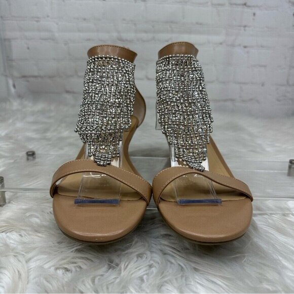 Thalia Sodi Women's Tan Embellished Tacey Open Toe Zip Wedge Sandals US 11M - Picture 2 of 15